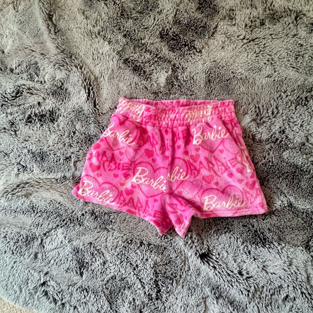 Barbie Brand Plush Pink Logo Shorts, Size Medium